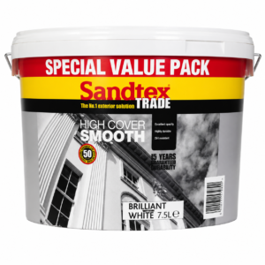 Sandtex Trade High Cover Smooth Masonry Paint – Pure Brilliant White 7.5L