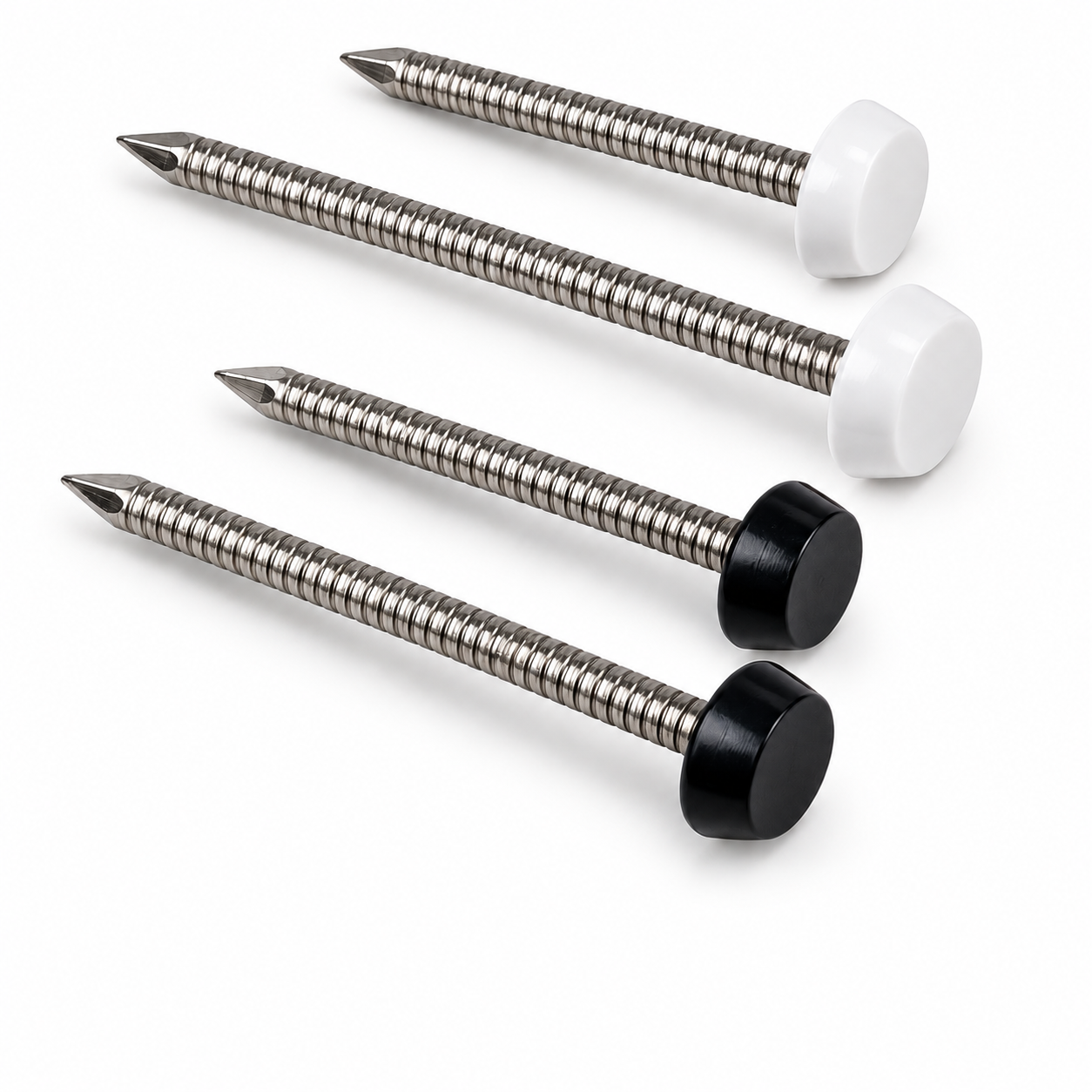 A4 Stainless Steel Plastic Head Fascia Nails 100/Box – White & Black M&R Builders Merchant A4 Stainless Steel Plastic Head Fascia Nails 100/Box – White & Black