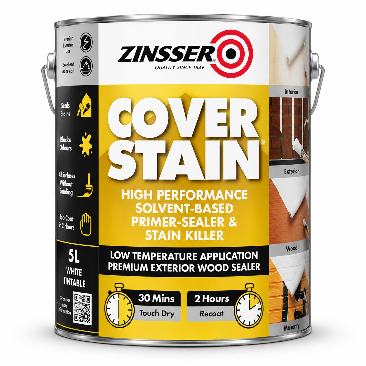 Zinsser Cover Stain Primer & Sealer – 500ml, 1L, 2.5L & 5L M&R Builders Merchant Zinsser Cover Stain Primer & Sealer – 500ml, 1L, 2.5L & 5L