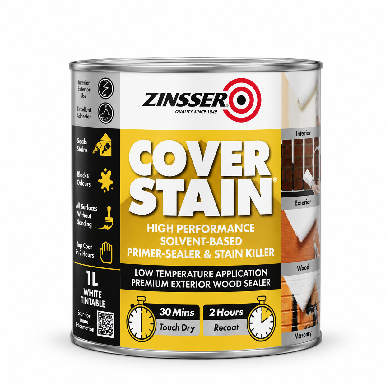 Zinsser Cover Stain Primer & Sealer – 500ml, 1L, 2.5L & 5L M&R Builders Merchant Zinsser Cover Stain Primer & Sealer – 500ml, 1L, 2.5L & 5L - Image 3