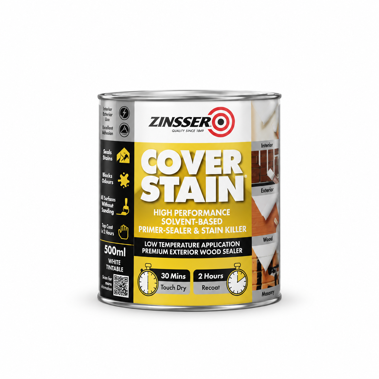 Zinsser Cover Stain Primer & Sealer – 500ml, 1L, 2.5L & 5L M&R Builders Merchant Zinsser Cover Stain Primer & Sealer – 500ml, 1L, 2.5L & 5L - Image 4